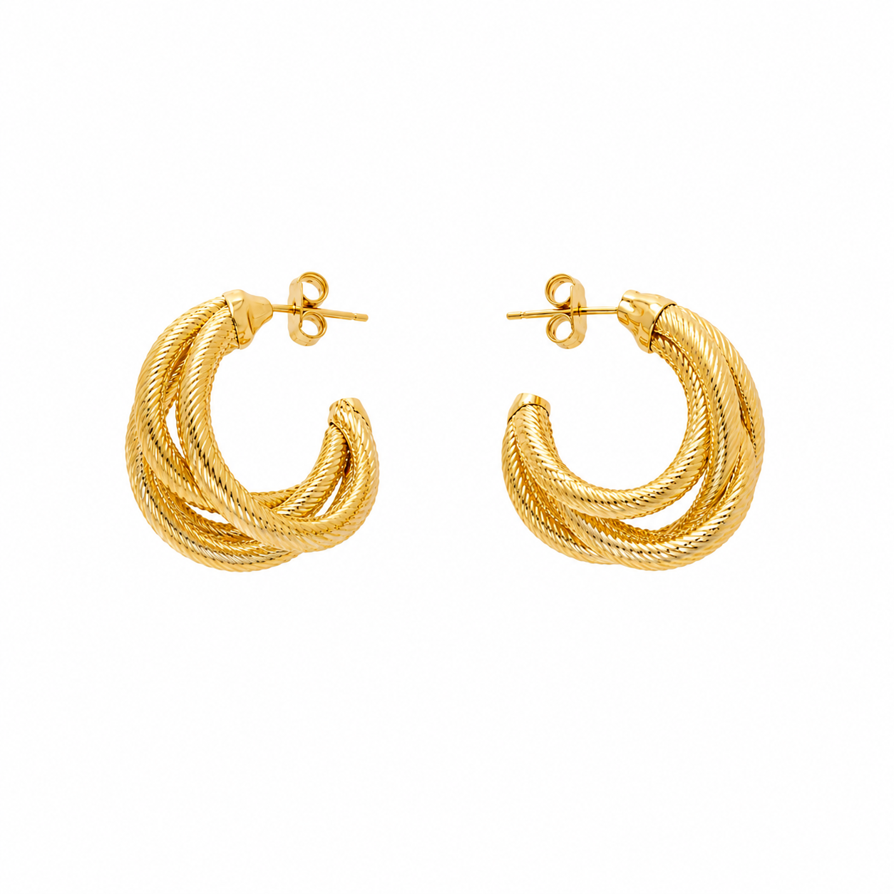 Golden Twist Hoop Earrings