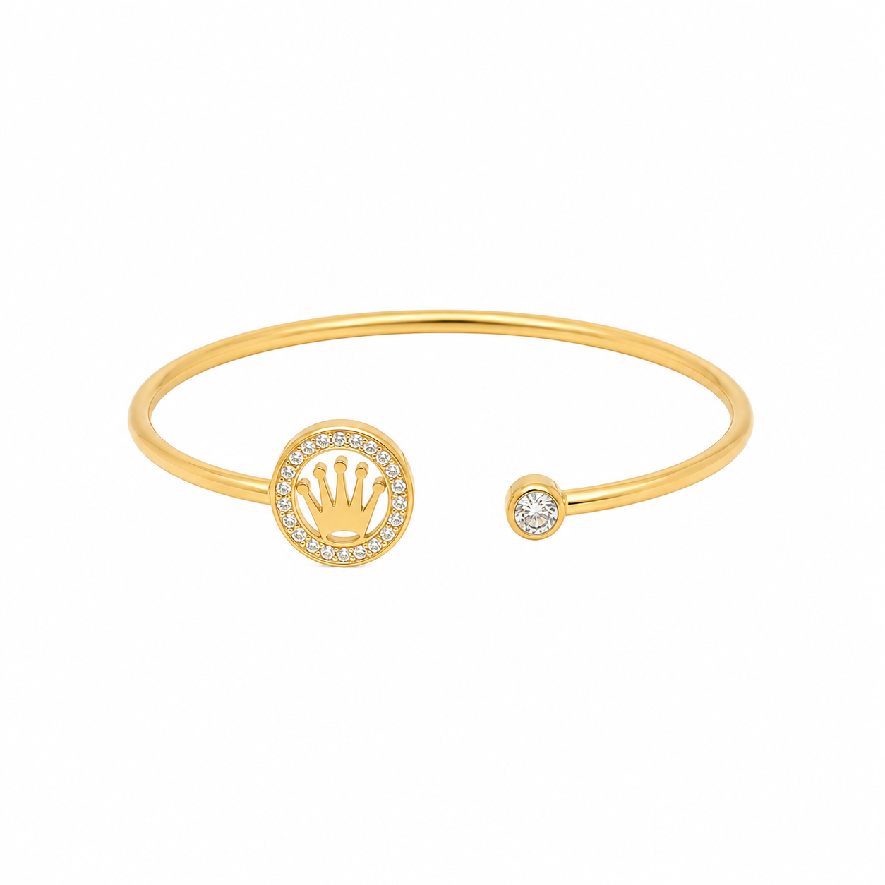 Crystal Crown Gold Cuff Bracelet