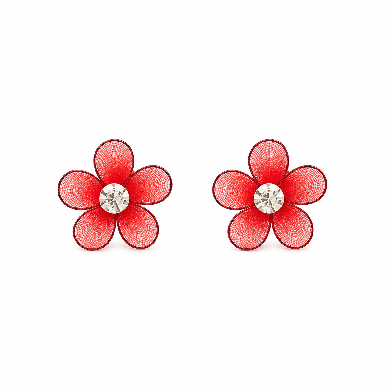 Ruby Bloom Flower Earrings