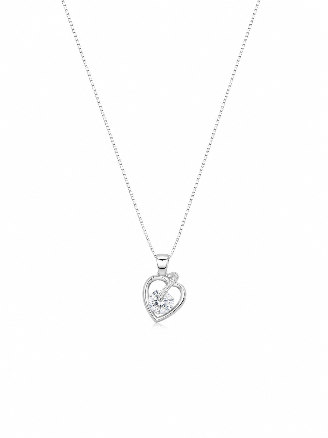 Silver Heart Embrace Necklace