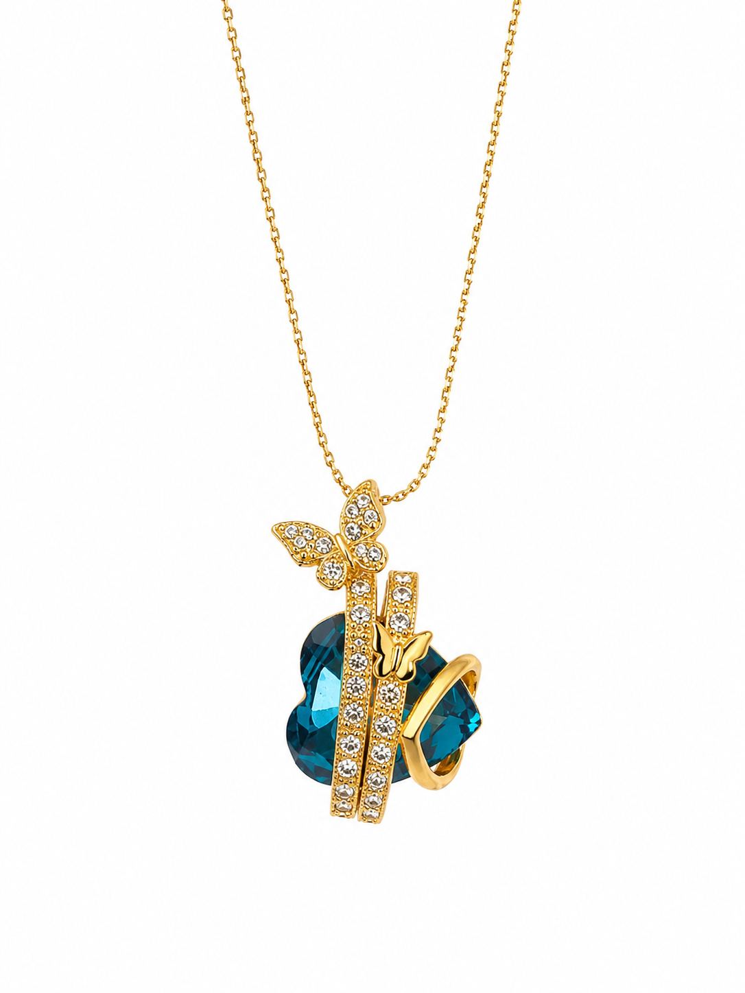 Blue Butterfly Heart Necklace