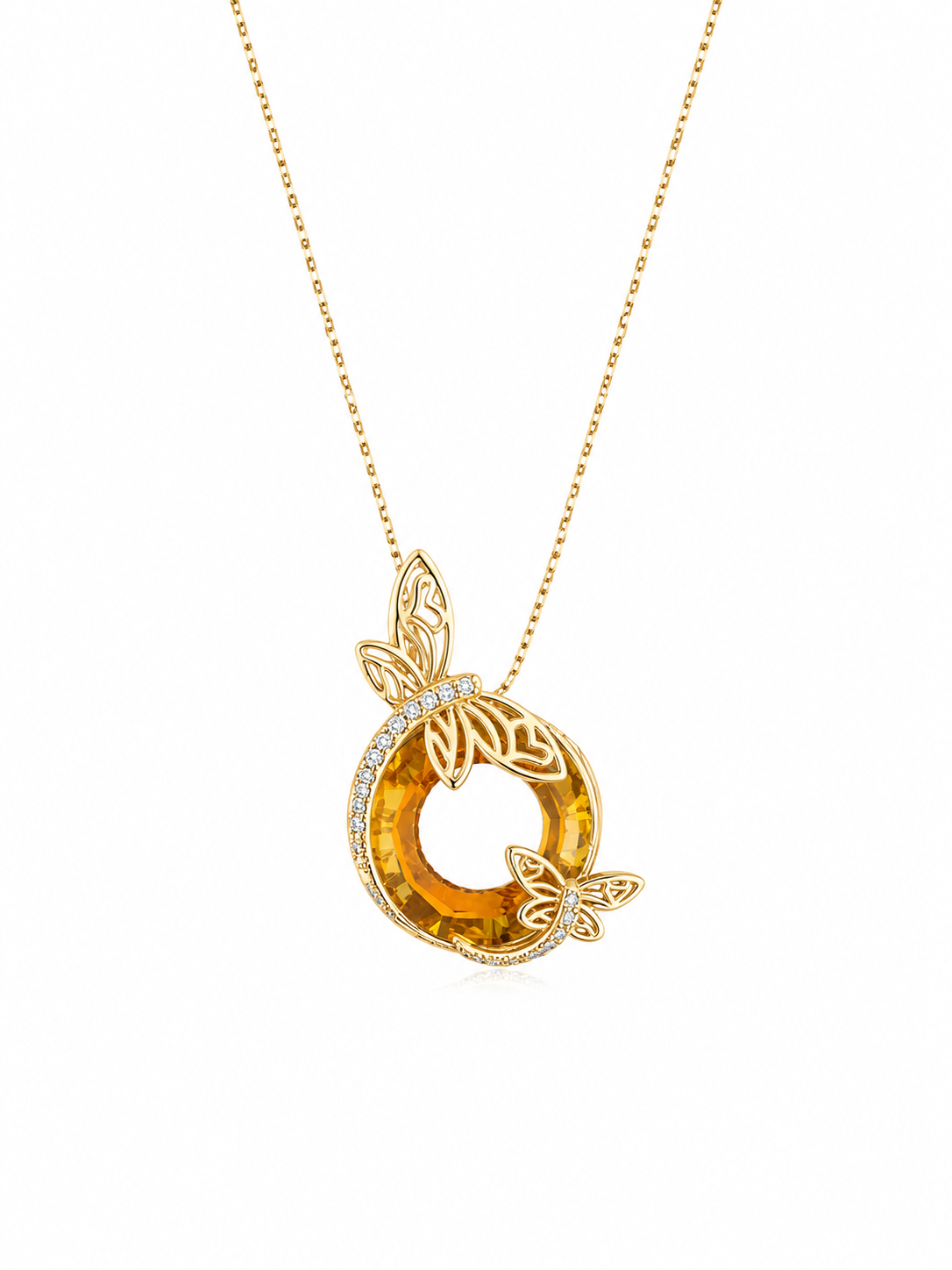 Golden Butterfly Orbit Necklace