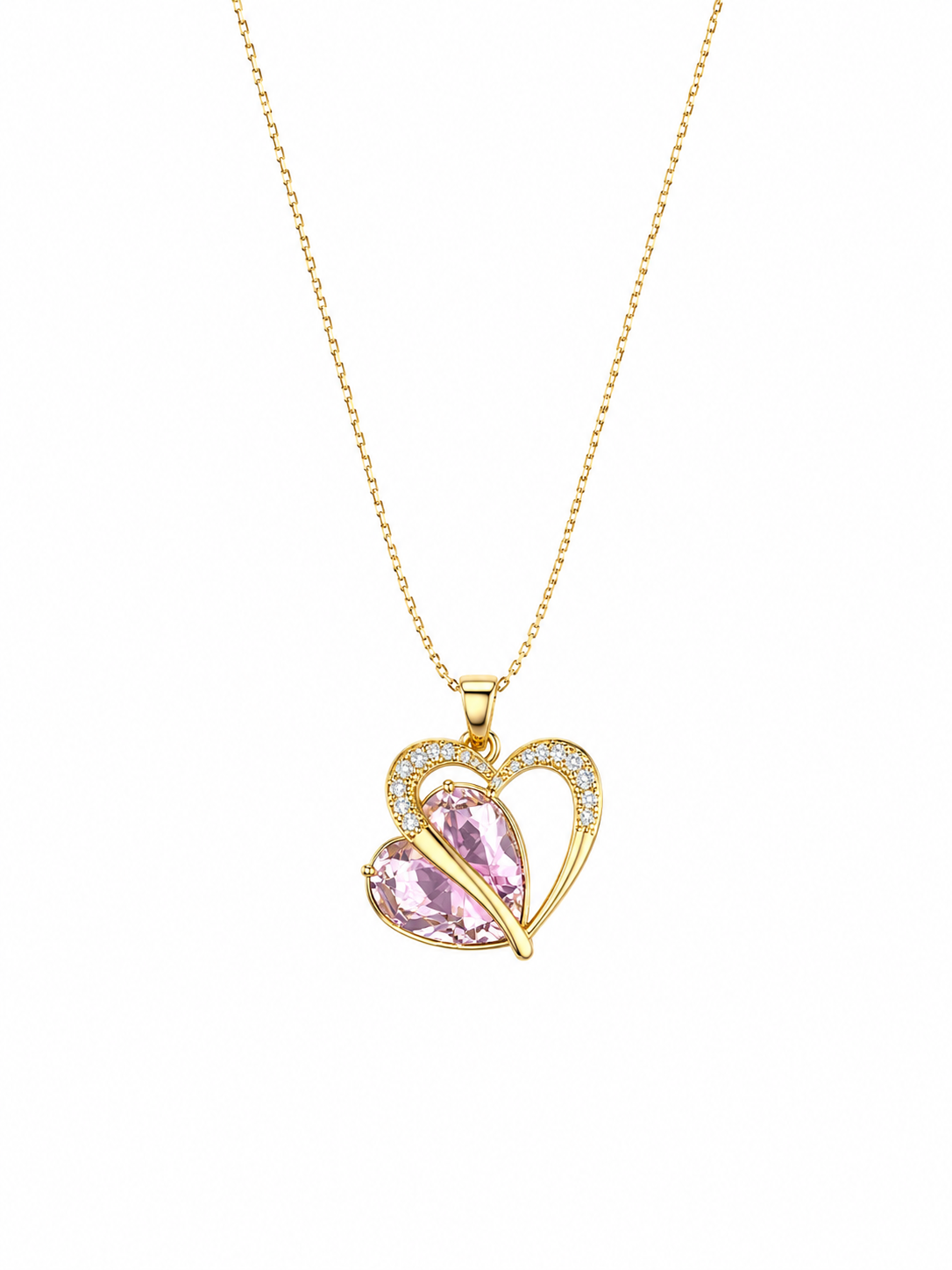 Pink Heart Embrace Necklace